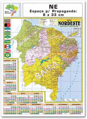 folhinhas 2010 mapa do nordeste