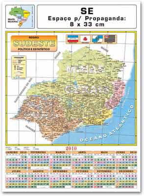 folhinhas 2010 mapa do sudeste