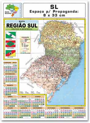 folhinhas 2010 mapa do sul